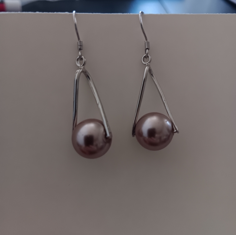 Handmade Sterling Silver Pearls Earring & White Gold Plated 925 Fish Hook